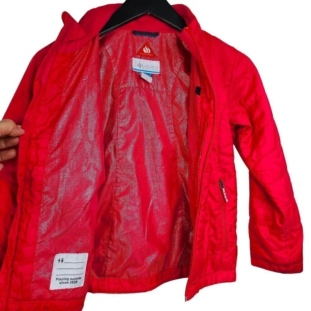 Columbia Girls Omni Heat Red Pink Coat Lightweight Puffer Jacket